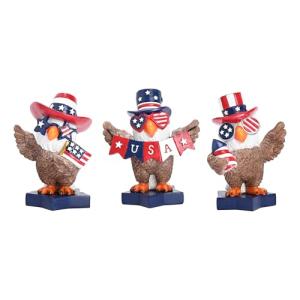 Valery Madelyn Memorial Day Decorations 4th of July Bald Eagle Decor, 3Pcs USA Eagle Statue Red White and Blue Decorations, Patriotic Independence Day USA 250th Anniversary Americana Home Decor 3"