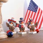Valery Madelyn Memorial Day Decorations 4th of July Bald Eagle Decor, 3Pcs USA Eagle Statue Red White and Blue Decorations, Patriotic Independence Day USA 250th Anniversary Americana Home Decor 3"