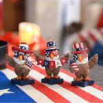 Valery Madelyn Memorial Day Decorations 4th of July Bald Eagle Decor, 3Pcs USA Eagle Statue Red White and Blue Decorations, Patriotic Independence Day USA 250th Anniversary Americana Home Decor 3"