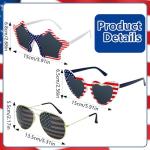 BOARDFEB 3 Pack American Flag Sunglasses, 4th of July Patriotic Party Glasses Red White Blue USA Accessories for Women Men Independence Day Celebration