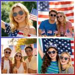 BOARDFEB 3 Pack American Flag Sunglasses, 4th of July Patriotic Party Glasses Red White Blue USA Accessories for Women Men Independence Day Celebration