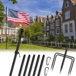 FIASON 8 FT Tangle Free Flag Pole in Ground, Thickened Stainless Steel with 5 Prongs Base, Heavy Duty Flag Pole Holder, Flagpole Kit for Residential or Commercial (1 Pack, Black, Without Flag)