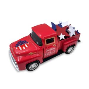4th of July Decorations Farmhouse Metal Truck with Wooden Stars Patriotic Table Centerpiece 250th Anniversary Independence Day Tabletop Decor Memorial Day Red White and Blue Tiered Tray Decor for Home