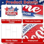 American 250th Anniversary Decorations 1776-2026 USA 250 Years Birthday Yard Signs with Stakes Patriotic 4th of July Freedom Welcome Sign Lawn Garden Decor for House Indoor Outdoor Party Decorations