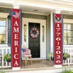 250th Anniversary American Banners - 2 Pack 4th of July Decorations Banner - 1776-2026 250th Anniversary Patriotic Hanging Banner Red White and Blue Independence Day Decor for Indoor Outdoor