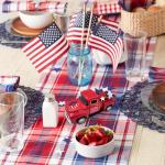 4th of July Decorations Farmhouse Metal Truck with Wooden Stars Patriotic Table Centerpiece 250th Anniversary Independence Day Tabletop Decor Memorial Day Red White and Blue Tiered Tray Decor for Home