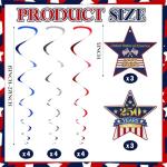 Crtiin 250th Anniversary USA Hanging Swirls Decorations 18 Pcs Red White Blue 250 Years Patriotic Ceiling Streamers 4th of July Hanging Ornaments with Star for American Anniversary Independence Day