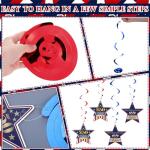 Crtiin 250th Anniversary USA Hanging Swirls Decorations 18 Pcs Red White Blue 250 Years Patriotic Ceiling Streamers 4th of July Hanging Ornaments with Star for American Anniversary Independence Day