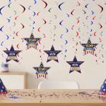 Crtiin 250th Anniversary USA Hanging Swirls Decorations 18 Pcs Red White Blue 250 Years Patriotic Ceiling Streamers 4th of July Hanging Ornaments with Star for American Anniversary Independence Day