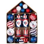 Valery Madelyn Patriotic Ornaments for Memorial Day 4th of July Tree Decorations, 50ct Medium Red White Blue Shatterproof Americana Gnome for Independence Day USA 250th Anniversary Hanging Ball Decor