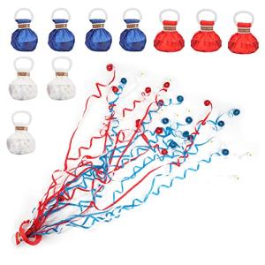 Shitailu 4th of July Streamers Popper, Hand Throw Streamers, No Mess Confetti Magic Paper Cracker for Independence Day Celebration, Patriotic Theme Party, Birthday Wedding Graduation Party (10Pack)