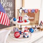Valery Madelyn Patriotic Ornaments for Memorial Day 4th of July Tree Decorations, 50ct Medium Red White Blue Shatterproof Americana Gnome for Independence Day USA 250th Anniversary Hanging Ball Decor