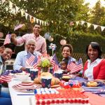 Singhoow 350 Pieces Patriotic Party Supplies 4th of July Party Tableware Set for 50 Guests Include Oval Dinner Plates Dessert Plates USA Napkins Paper Cups Red White Blue Plastic Forks Spoons Knives