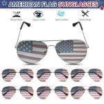 Mepase 12 Pack Flag Sunglasses Bulk American 4th of July Patriotic Sunglasses for Mens Women(Silver Frame)
