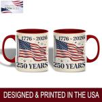 FOLISSE American Flag Vintage Art Ceramic Mug, USA 250 Years Anniversary 1776-2026 Coffee Cup, Patriotic Freedom Illustration Drinkware, Classic Independence Gift for Families, Veterans