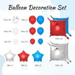 187 Pcs Red and Blue Silver Square Foil Balloons Wall Backdrop & Red White and Blue Balloon Arch Kit, Red White and Blue Decorations For 4th of July Veteran' s Day labor day Nautical birthday Party