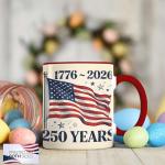 FOLISSE American Flag Vintage Art Ceramic Mug, USA 250 Years Anniversary 1776-2026 Coffee Cup, Patriotic Freedom Illustration Drinkware, Classic Independence Gift for Families, Veterans