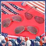Mepase 12 Pack Flag Sunglasses Bulk American 4th of July Patriotic Sunglasses for Mens Women(Silver Frame)