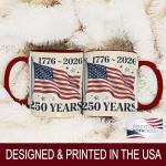 FOLISSE American Flag Vintage Art Ceramic Mug, USA 250 Years Anniversary 1776-2026 Coffee Cup, Patriotic Freedom Illustration Drinkware, Classic Independence Gift for Families, Veterans