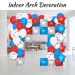 187 Pcs Red and Blue Silver Square Foil Balloons Wall Backdrop & Red White and Blue Balloon Arch Kit, Red White and Blue Decorations For 4th of July Veteran' s Day labor day Nautical birthday Party