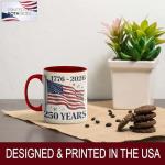 FOLISSE American Flag Vintage Art Ceramic Mug, USA 250 Years Anniversary 1776-2026 Coffee Cup, Patriotic Freedom Illustration Drinkware, Classic Independence Gift for Families, Veterans