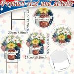 Amyhill 1 Pcs 4th of July Outdoor Decorations Patriotic Memorial Day Garden Stakes Mason Jars Welcome Yard Signs Decor Red White Blue Garden Stakes for Independence Patio Lawn Walkway Outside