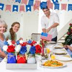Nuogo 28pcs 4th of July Decorations Patriotic Mason Jar Table Centerpiece with Flowers Star Ornaments Red Blue White Mason Jars Decor Memorial Day Independence Day Party Table Decorations Gift