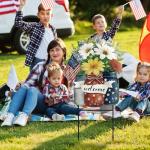 Amyhill 1 Pcs 4th of July Outdoor Decorations Patriotic Memorial Day Garden Stakes Mason Jars Welcome Yard Signs Decor Red White Blue Garden Stakes for Independence Patio Lawn Walkway Outside