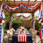4th of July Decorations - 2 Pack 2x20 FT Patriotic Decorations Bunting Flags with Ribbon Ties - Fourth of July Deals Red White and Blue Independence Day 250th Anniversary Banner Indoor Outdoor Decor