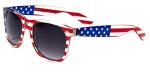 V.W.E. Classic American Patriot Flag Mirror Sunglasses USA - Transparent Frame (Gray)