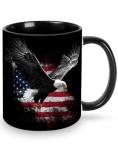 Yamegoun Eagle USA Flag Coffee Mug Novelty Ceramic Coffee Cup Gifts for Women Men Birthday Home Office Cafe Use Microwave Dishwasher Safe 11oz
