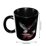 Yamegoun Eagle USA Flag Coffee Mug Novelty Ceramic Coffee Cup Gifts for Women Men Birthday Home Office Cafe Use Microwave Dishwasher Safe 11oz