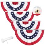 GOAUS 3x6 Ft American Bunting Flags with Grommets&Zip Ties, 4th July 250 Anniversary Decorations Outdoor USA Patriotic Pleated Fan Banners, Red White and Blue Decor for Memorial Day (Set of 4)