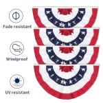 GOAUS 3x6 Ft American Bunting Flags with Grommets&Zip Ties, 4th July 250 Anniversary Decorations Outdoor USA Patriotic Pleated Fan Banners, Red White and Blue Decor for Memorial Day (Set of 4)