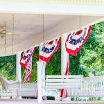 GOAUS 3x6 Ft American Bunting Flags with Grommets&Zip Ties, 4th July 250 Anniversary Decorations Outdoor USA Patriotic Pleated Fan Banners, Red White and Blue Decor for Memorial Day (Set of 4)