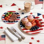 50 Pcs American Flag Patriotic Party Supplies, Red White and Blue Paper Plates, 7" & 9" Disposable Dinner Dessert Tableware Set for Veterans Election Day 4th of July Independence Day Decorations