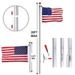 Flag Pole for Outside In Ground, 20FT Sectional Flag Pole Kit, Extra Thick 14 Gauge Heavy Duty Aluminum Flagpole, Outdoor Flag Poles with 3x5 American Flag for Yard, Residential or Commercial