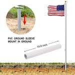 Flag Pole for Outside In Ground, 20FT Sectional Flag Pole Kit, Extra Thick 14 Gauge Heavy Duty Aluminum Flagpole, Outdoor Flag Poles with 3x5 American Flag for Yard, Residential or Commercial