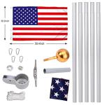 Flag Pole for Outside In Ground, 20FT Sectional Flag Pole Kit, Extra Thick 14 Gauge Heavy Duty Aluminum Flagpole, Outdoor Flag Poles with 3x5 American Flag for Yard, Residential or Commercial