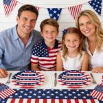 50 Pcs American Flag Patriotic Party Supplies, Red White and Blue Paper Plates, 7" & 9" Disposable Dinner Dessert Tableware Set for Veterans Election Day 4th of July Independence Day Decorations