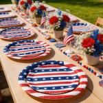 50 Pcs American Flag Patriotic Party Supplies, Red White and Blue Paper Plates, 7" & 9" Disposable Dinner Dessert Tableware Set for Veterans Election Day 4th of July Independence Day Decorations