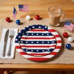 50 Pcs American Flag Patriotic Party Supplies, Red White and Blue Paper Plates, 7" & 9" Disposable Dinner Dessert Tableware Set for Veterans Election Day 4th of July Independence Day Decorations