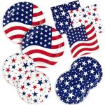 150Pcs 4th of July Patriotic Decorations, American Flag Red White and Blue Disposable Paper Plates and Napkins for Independence Day, Veterans Day, Memorial Day, Election Day Party Supplies, Serves 50
