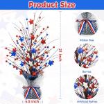 CRCZK 4th of July Table Tree Decorations with LEDs, 250 Anniversary USA Independence Day Table Centerpiece,Rustic Farmhouse Memorial Day Decorations Patriotic Decorations Red White Blue Decoration