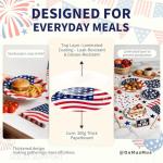150Pcs 4th of July Patriotic Decorations, American Flag Red White and Blue Disposable Paper Plates and Napkins for Independence Day, Veterans Day, Memorial Day, Election Day Party Supplies, Serves 50