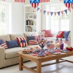 CRCZK 4th of July Table Tree Decorations with LEDs, 250 Anniversary USA Independence Day Table Centerpiece,Rustic Farmhouse Memorial Day Decorations Patriotic Decorations Red White Blue Decoration