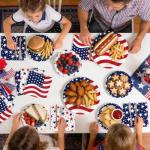 150Pcs 4th of July Patriotic Decorations, American Flag Red White and Blue Disposable Paper Plates and Napkins for Independence Day, Veterans Day, Memorial Day, Election Day Party Supplies, Serves 50