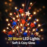 CRCZK 4th of July Table Tree Decorations with LEDs, 250 Anniversary USA Independence Day Table Centerpiece,Rustic Farmhouse Memorial Day Decorations Patriotic Decorations Red White Blue Decoration