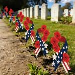 LawnIdyll 6Pcs Memorial Day Yard Signs with Metal Stakes, Patriotic American Flag Poppy Flower Ribbon Outdoor Decorations, Double Sided Waterproof Lawn Garden Decor for Veterans Day Cemetery Tribute