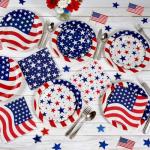 150Pcs 4th of July Patriotic Decorations, American Flag Red White and Blue Disposable Paper Plates and Napkins for Independence Day, Veterans Day, Memorial Day, Election Day Party Supplies, Serves 50